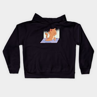 cat-animal-doing-yoga Kids Hoodie